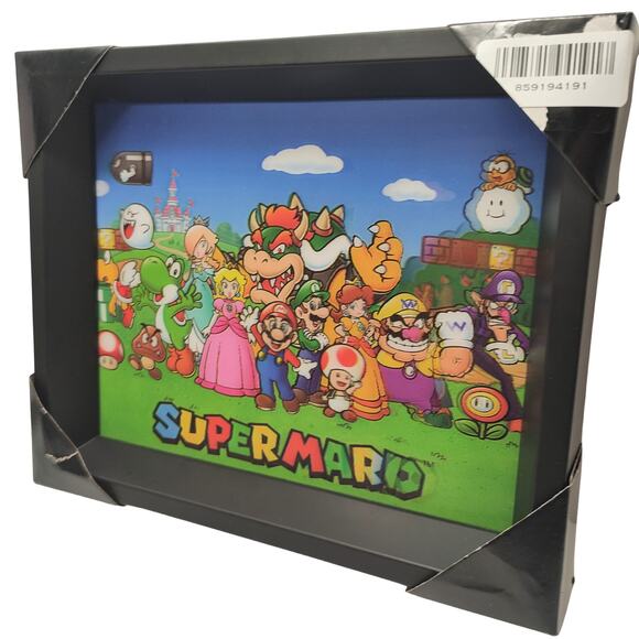 Nintendo Super Mario Bros 3D Lenticular Framed Wall Art Shadow Box - Picture 3 of 4